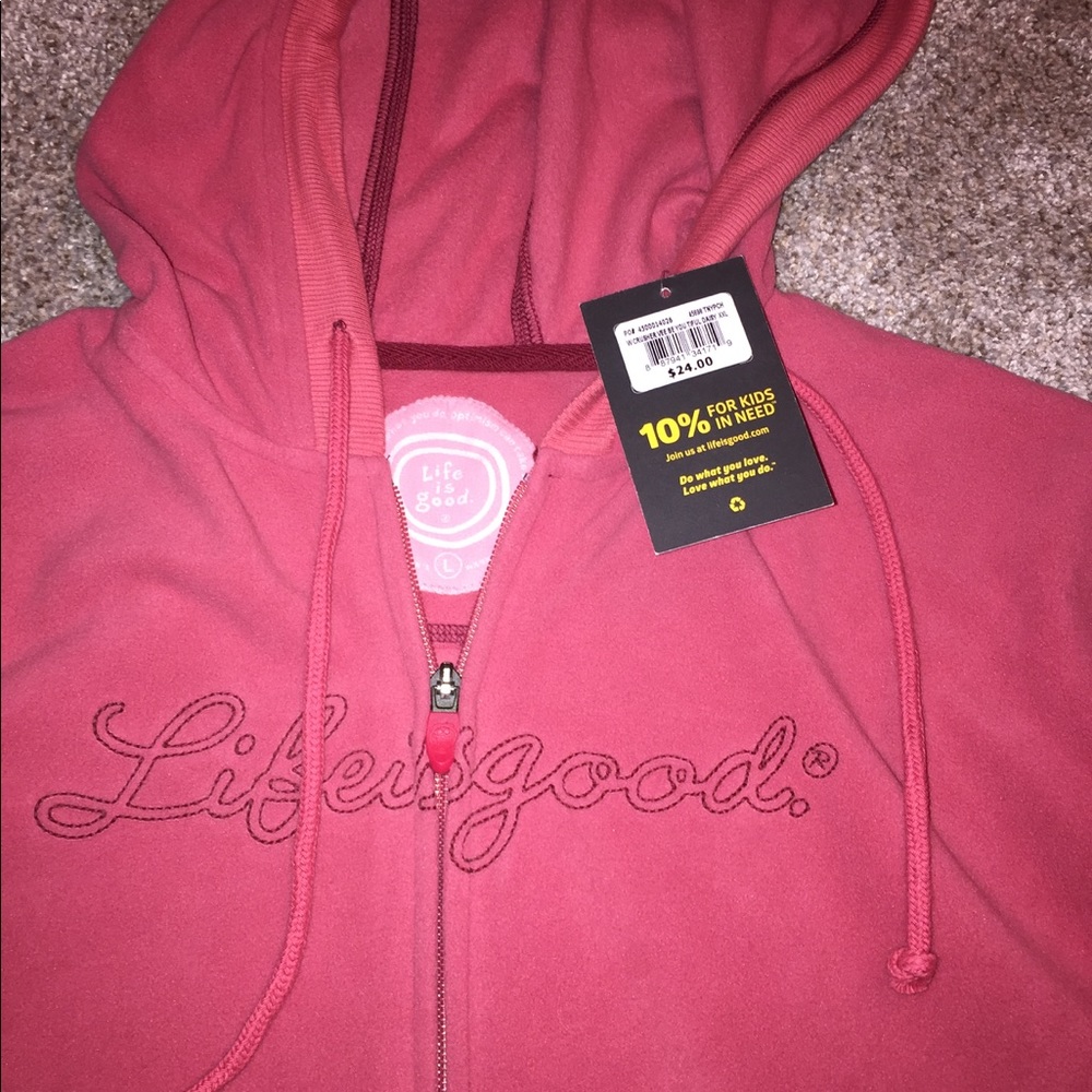 Brand new Life Is Good zip up fleece